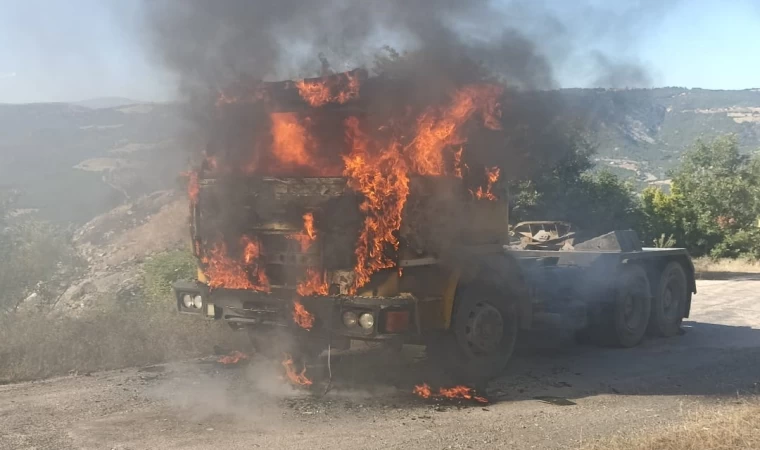 Seyir halindeki tır alev topuna döndü