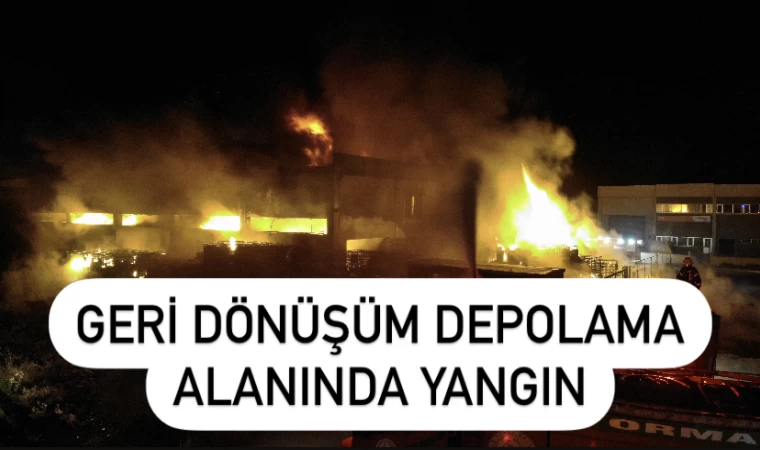 Geri dönüşüm depolama alanında yangın