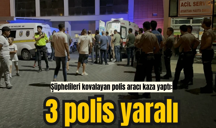 Şüphelileri kovalayan polis aracı kaza yaptı:3 polis yaralı