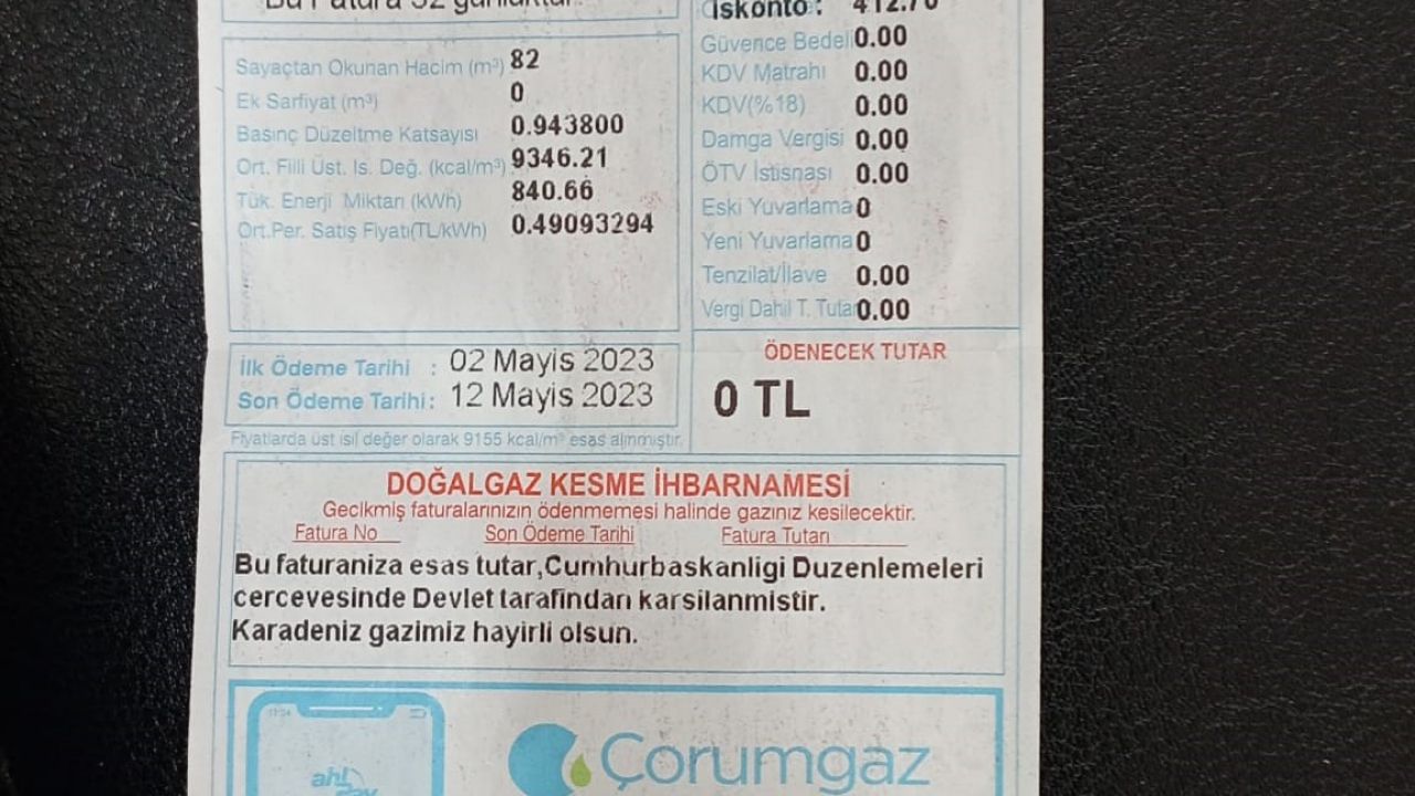 Doğalgaz faturaları “0” TL gelmeye başladı