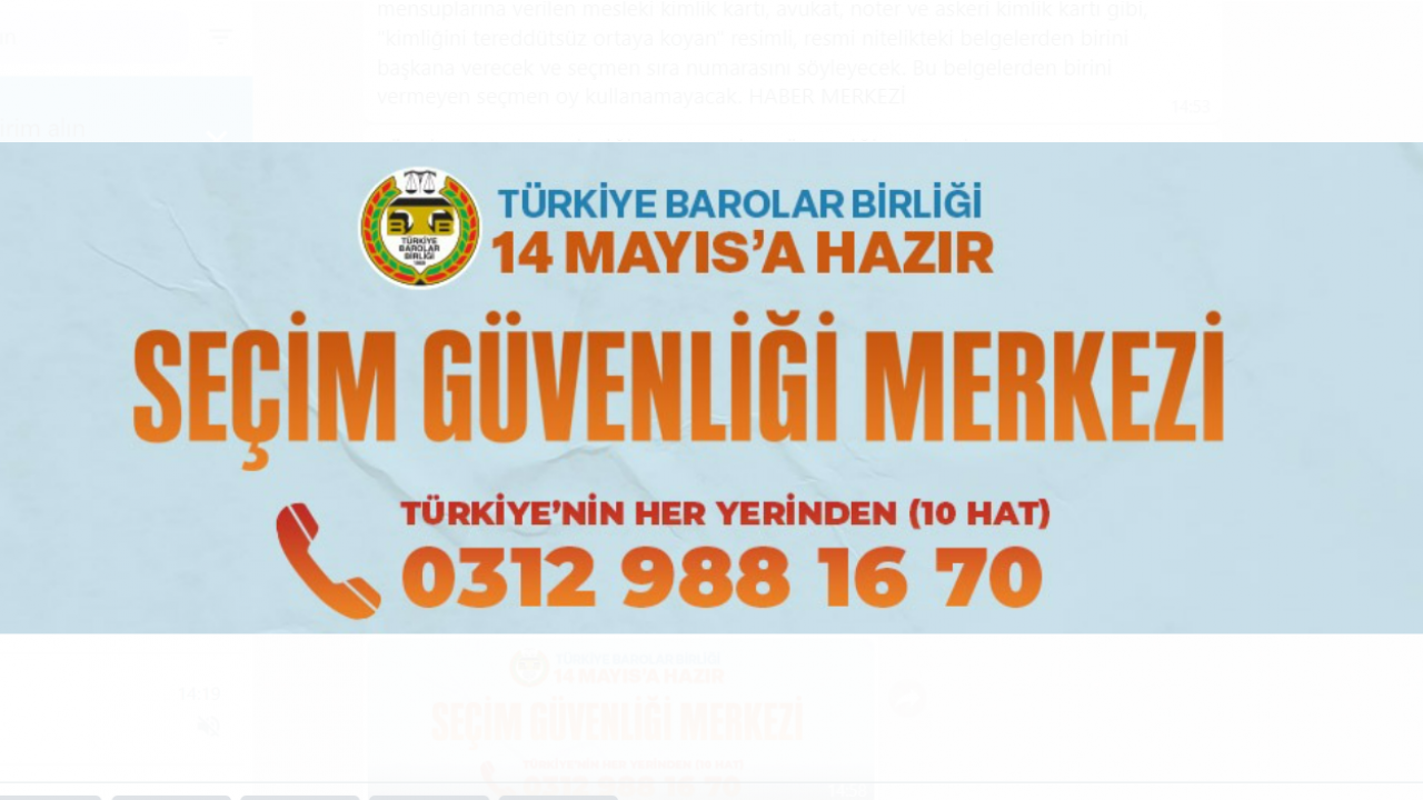 TÜRKİYE BAROLAR BİRLİĞİ’NDEN SEÇİM GÜVENLİĞİ MERKEZİ