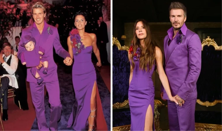 Victoria ve David Beckham, düğün kıyafetlerini yeniden giydi