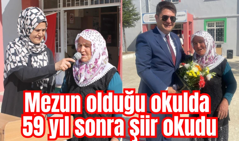 73 yaşındaki Ayşe teyze 59 yıl sonra okulunda şiir okudu